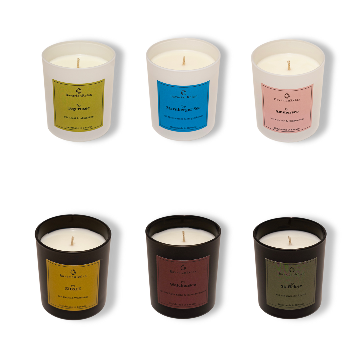 Large fragrance collection cotton wick - 6 pieces of large scented candles 6x200g