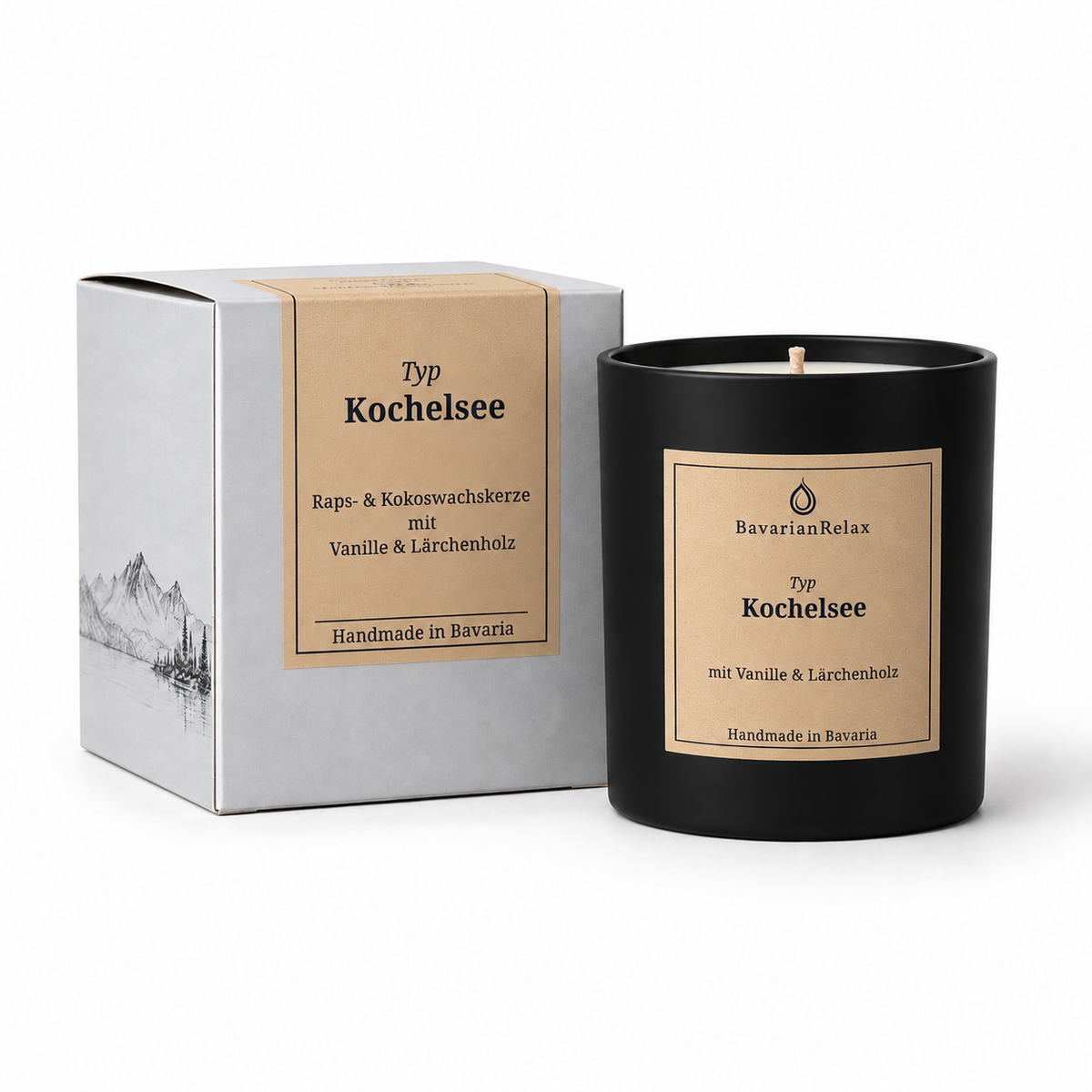 Typ Kochelsee Duftkerze 210g - Vanille & Lärchenholz BavarianRelax